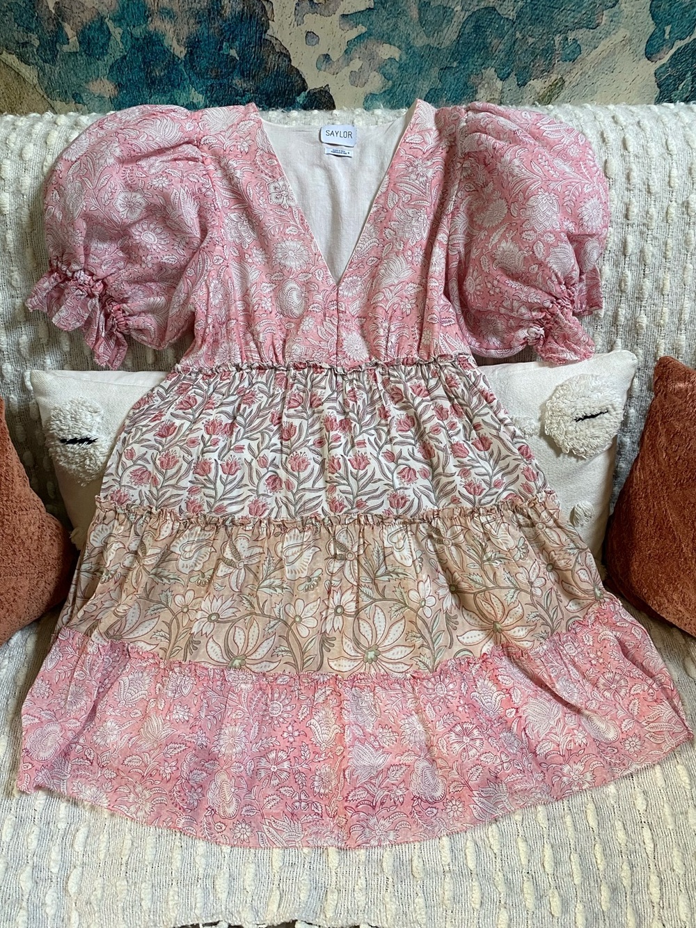 {Saylor} Puff Sleeve Mini Dress - Picture 5 of 15